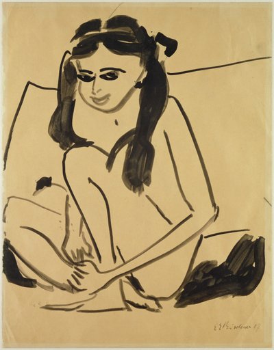 Crouching Nude Girl by Ernst Ludwig Kirchner